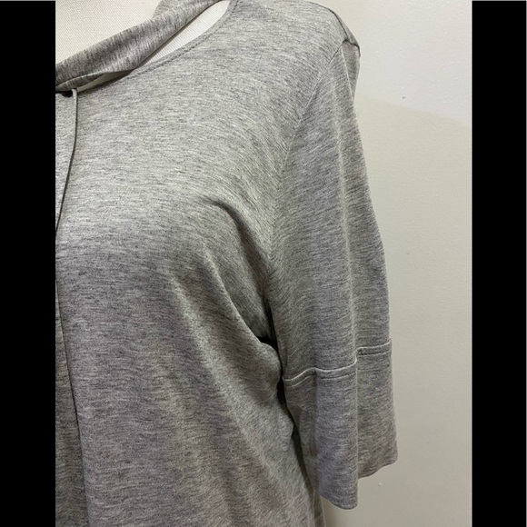 FRAME Heather Gray Tie-Neck Tee - Picture 5 of 5